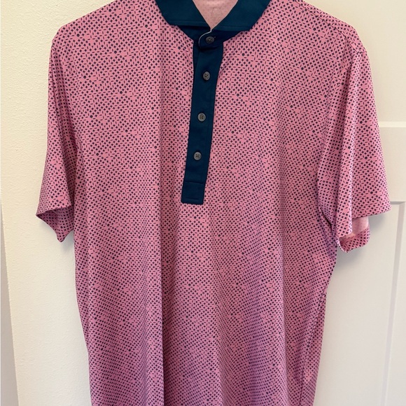 Men's Greyson Pink and Blue Polo Shirt - Picture 1 of 2
